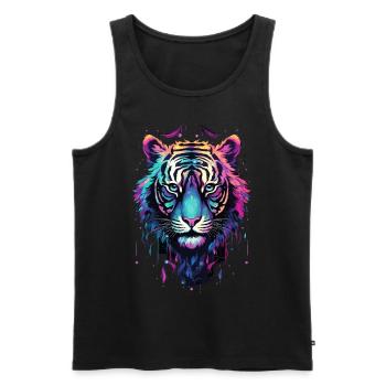 Tiger Tiger Head Neon Colorful Colorful Wild Brave - Men's Premium Organic Tank Top - black - Front - AI Model Male 178 light (178cm)