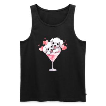 Mignon chiot amant amour cocktail - Débardeur bio Premium Homme - noir - Devant - Michal (187cm)