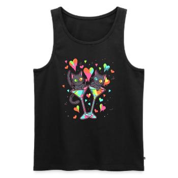 Cocktail Sweet Cat Love assorti pour la Saint-Valentin - Débardeur bio Premium Homme - noir - Devant - Michal (187cm)