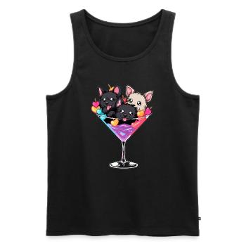 Puppy Lover Love Cocktail Saint-Valentin - Débardeur bio Premium Homme - noir - Devant - Michal (187cm)