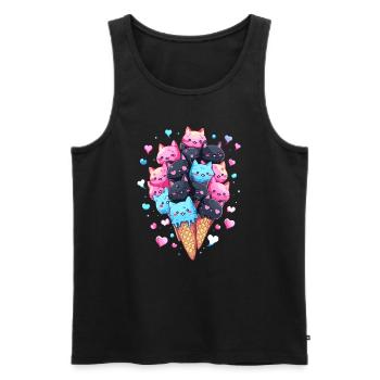Eisliebhaber Süße Katze zum Valentinstag - Männer Premium Bio Tank Top - Schwarz - Vorne - Michal (187cm)