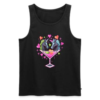 La Saint-Valentin Licorne Cocktail EDM Party - Débardeur bio Premium Homme - noir - Devant - Michal (187cm)