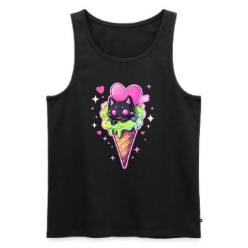 Love Ice Cream Sweet Kitty Saint-Valentin - Débardeur bio Premium Homme - noir - Devant - Michal (187cm)