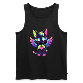 Cute Heart Cat Angel Valentine's Day Couple - Männer Premium Bio Tank Top - Schwarz - Vorne - Michal (187cm)