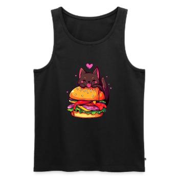 Passender Valentinstag Burger Lustiger Kittie - Männer Premium Bio Tank Top - Schwarz - Vorne - AI Model Male 178 light (178cm)