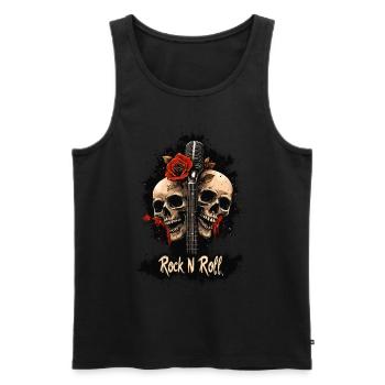 Rock N Roll Skull Electric Guitar Rose Music Rocker - Men's Premium Organic Tank Top - black - Front - Michal (187cm)