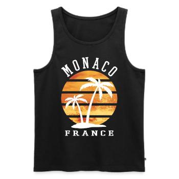 Monaco France Été Palmiers Plage Mer - Débardeur bio Premium Homme - noir - Devant - Michal (187cm)