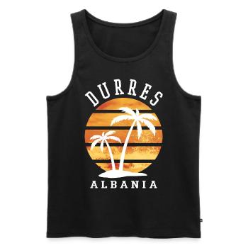 Durrës Durresi Albanie Été Palmiers Plage Mer - Débardeur bio Premium Homme - noir - Devant - Michal (187cm)