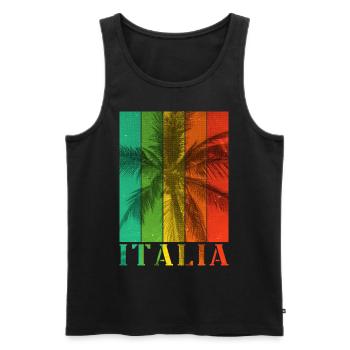 Italie Italie Été Palmiers Plage Mer Vacances - Débardeur bio Premium Homme - noir - Devant - Michal (187cm)