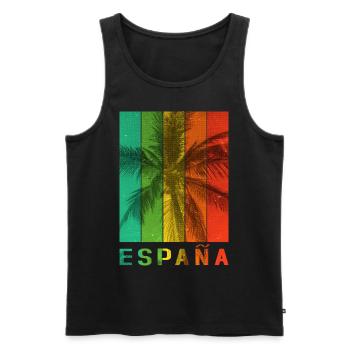 Spanien Espana Sommer Palmen Strand Meer Urlaub - Männer Premium Bio Tank Top - Schwarz - Vorne - Michal (187cm)