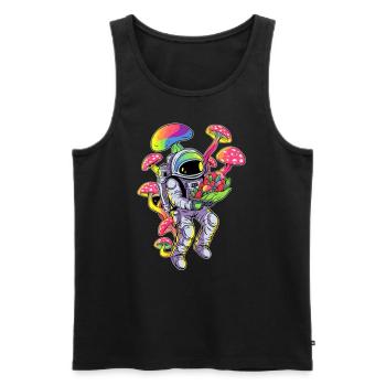 Champignon Astronaute Art EDM Forêt Trippy Rave - Débardeur bio Premium Homme - noir - Devant - AI Model Male 178 light (178cm)