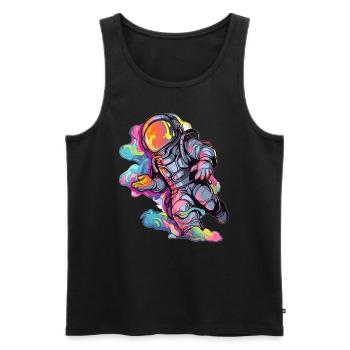 Musique électronique EDM Festival Rave Party Astronaute - Débardeur bio Premium Homme - noir - Devant - AI Model Male 178 light (178cm)