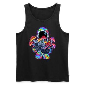 Trippy astronaute champignon Art EDM Festival Rave - Débardeur bio Premium Homme - noir - Devant - AI Model Male 178 light (178cm)