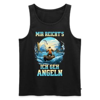 Angeln Angler Boot Wasser Fisch Natur Berge - Männer Premium Bio Tank Top - Schwarz - Vorne - Michal (187cm)