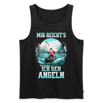 Fishing Angler Boat Water Fish Nature Mountains - Men's Premium Organic Tank Top - black - Front - Michal (187cm)