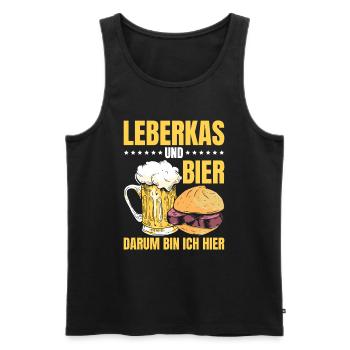 Leberkas Und Bier Darum Bin Ich Hier Leberkäse - Männer Premium Bio Tank Top - Schwarz - Vorne - Michal (187cm)