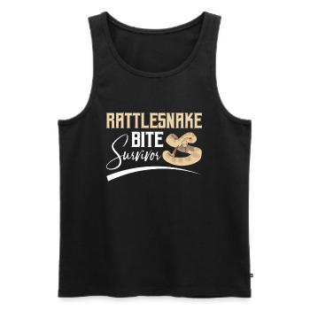 Morsure de serpent à sonnette Survivant Herpétologie Amphibiens - Débardeur bio Premium Homme - noir - Devant - AI Model Male 178 light (178cm)