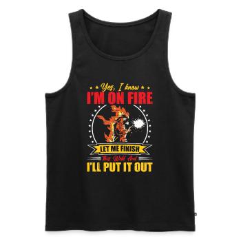 On Fire Finish Weld Welding Gift Profession - Men's Premium Organic Tank Top - black - Front - AI Model Male 178 light (178cm)