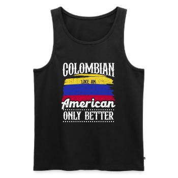 Colombien Amérique du Sud Pays d’origine Amérique latine - Débardeur bio Premium Homme - noir - Devant - AI Model Male 178 light (178cm)