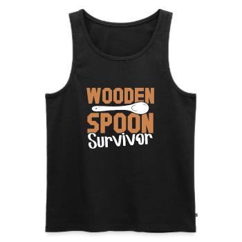 Italian Training Wooden Spoon Spoon Survivor - Men's Premium Organic Tank Top - black - Front - AI Model Male 178 light (178cm)