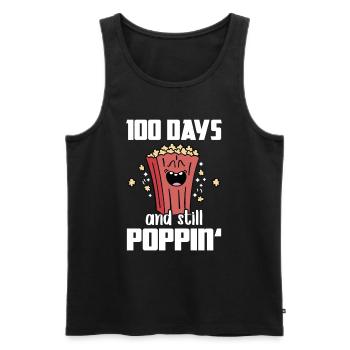 100 Days And Still Poppin Popcorn Wortspiel Schule - Männer Premium Bio Tank Top - Schwarz - Vorne - Michal (187cm)