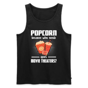 Popcorn Quiet Movie Theaters Movie Night cadeau - Débardeur bio Premium Homme - noir - Devant - AI Model Male 178 light (178cm)