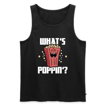 Qu’est-ce que Poppin, Soirée cinéma, Soirée cinéma, Popcorn - Débardeur bio Premium Homme - noir - Devant - AI Model Male 178 light (178cm)