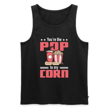 Amateur de pop-corn Pop à ma soirée cinéma de maïs - Débardeur bio Premium Homme - noir - Devant - AI Model Male 178 light (178cm)