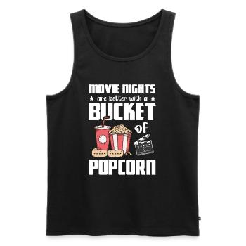 Les soirées cinéma sont meilleures : un seau de pop-corn - Débardeur bio Premium Homme - noir - Devant - AI Model Male 178 light (178cm)