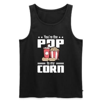 Lustiger Popcorn Spruch - Pop To My Corn - Männer Premium Bio Tank Top - Schwarz - Vorne - AI Model Male 178 light (178cm)