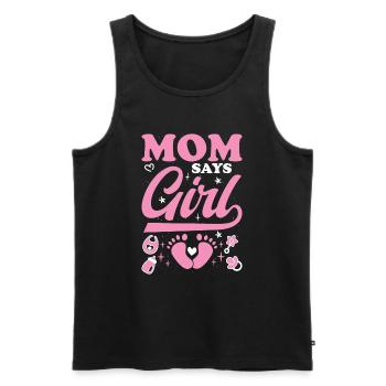 Maman dit fille Baby Shower sexe révéler cadeau - Débardeur bio Premium Homme - noir - Devant - Michal (187cm)