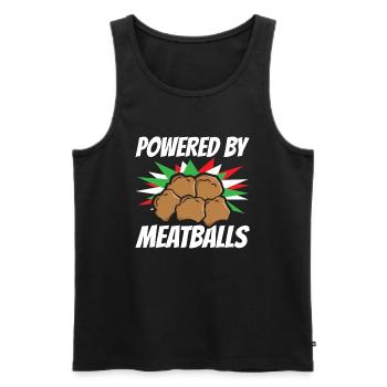 Powered By Meatballs Cuisine italienne cadeau - Débardeur bio Premium Homme - noir - Devant - Michal (187cm)