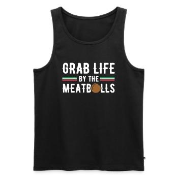 Grab Life boulettes de viande cuisine italienne cadeau - Débardeur bio Premium Homme - noir - Devant - Michal (187cm)