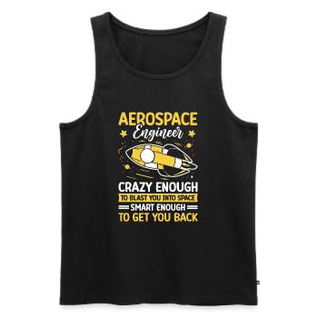 Un ingénieur aérospatial s’envole dans l’espace pour vous ramener - Débardeur bio Premium Homme - noir - Devant - AI Model Male 178 light (178cm)
