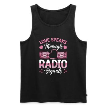 Radio Presenter Valentine's Day Love Radio Signals - Men's Premium Organic Tank Top - black - Front - AI Model Male 178 light (178cm)