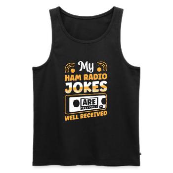 Radio Presenter Profession Ham Jokes Well Received - Men's Premium Organic Tank Top - black - Front - AI Model Male 178 light (178cm)