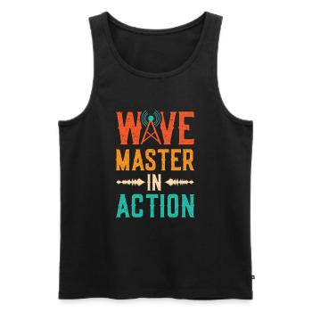 Wave Master In Action Spruch - Programmsprecher - Männer Premium Bio Tank Top - Schwarz - Vorne - AI Model Male 178 light (178cm)