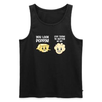 Popcorn Kawaii Graphic Poppin Butter Me Up - Men's Premium Organic Tank Top - black - Front - AI Model Male 178 light (178cm)
