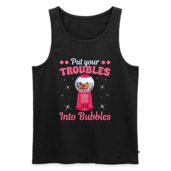 Troubles Into Bubbles Chewing Gum Nostalgia - Men's Premium Organic Tank Top - black - Front - AI Model Male 178 light (178cm)