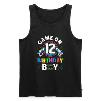 Lasertag Game On 12 Birthday Boy Indoor Laser Tag - Männer Premium Bio Tank Top - Schwarz - Vorne - AI Model Male 178 light (178cm)