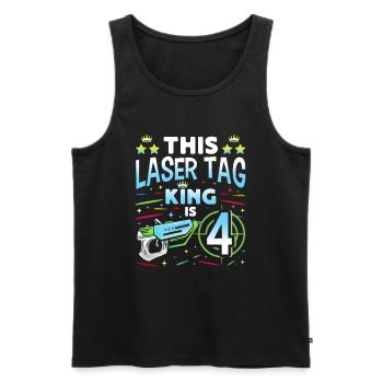 Lasertag King Is 4 Birthday Boy Indoor Laser Tag - Men's Premium Organic Tank Top - black - Front - AI Model Male 178 light (178cm)