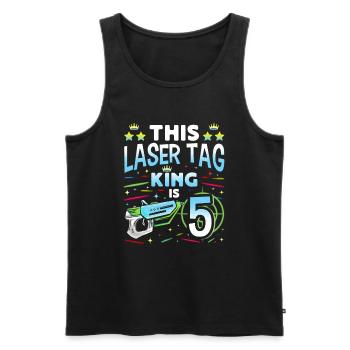 Lasertag King Is 5 Birthday Boy Indoor Laser Tag - Men's Premium Organic Tank Top - black - Front - AI Model Male 178 light (178cm)