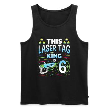 Lasertag King Is 6 Birthday Boy Indoor Laser Tag - Men's Premium Organic Tank Top - black - Front - AI Model Male 178 light (178cm)