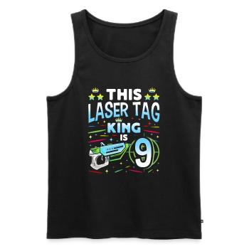 Lasertag King Is 9 Birthday Boy Indoor Laser Tag - Männer Premium Bio Tank Top - Schwarz - Vorne - AI Model Male 178 light (178cm)