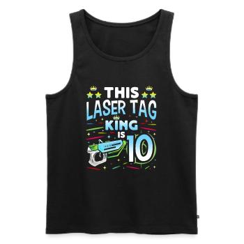 Lasertag King Is 10 Birthday Boy Indoor Laser Tag - Men's Premium Organic Tank Top - black - Front - AI Model Male 178 light (178cm)