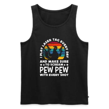 Laser Tag Every Day Pew Pew Chicken Lasergame - Men's Premium Organic Tank Top - black - Front - AI Model Male 178 light (178cm)