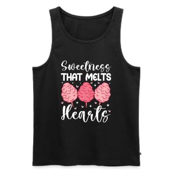 Cotton candy Candy for the heart Snacking sugar - Men's Premium Organic Tank Top - black - Front - AI Model Male 178 light (178cm)