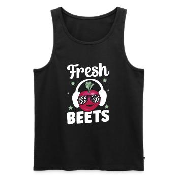 Fresh Beets Music and Vegetables Vegan Farmer - Men's Premium Organic Tank Top - black - Front - AI Model Male 178 light (178cm)
