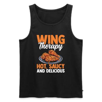 Hot Wings Chicken Spicy Hühnerflügel Junk Food - Men's Premium Organic Tank Top - black - Front - Michal (187cm)
