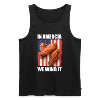 Chicken Wings USA Flag - In America We Wing It - Men's Premium Organic Tank Top - black - Front - Michal (187cm)